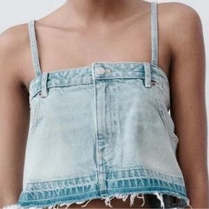 Zara cropped denim tank top.